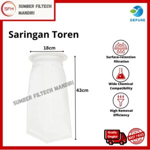 depure gaf filter bag saringan polyester (7" x 32")